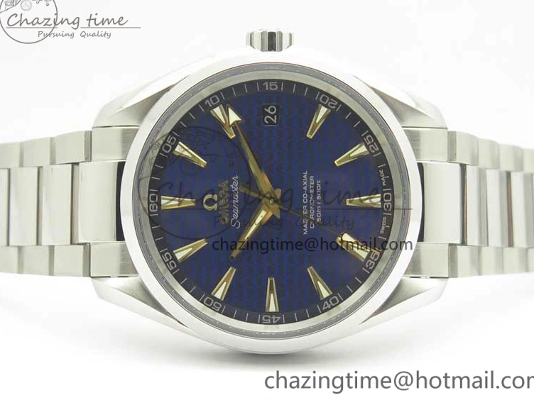 0127 Aqua Terra 150M SS VSF 1:1 Best Edition Blue Wave Textured Dial YG Hand on SS Bracelet A8500 Super Clone Sporty 8026